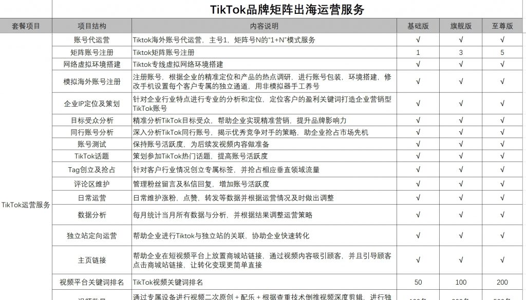 tiktok代运营内容